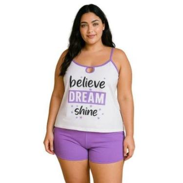 Imagem de Pijama Plus Size Verão Short Curto Blusa de Alça Pijama de Calor Suzi 50 52 54 56-Feminino