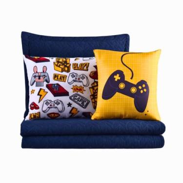 Imagem de Colcha Cobre Leito Roupa Cama Edredom Solteiro 5 Pçs Matelado Sleep El