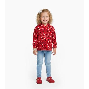 Imagem de Blusão Infantil Menina Com Capuz Select Vermelho, 8, Vermelho
