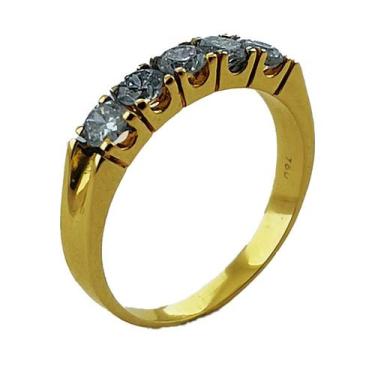 Imagem de Anel em Ouro 18k Meia Aliança com 5 Diamantes - Joia de Luxo - Justino