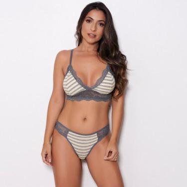 Imagem de Conjunto Halana Cor:Chumbo/ListrasAmarelaEMesclaTamanho:G - Supera Fit