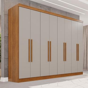Imagem de Guarda-Roupa Casal Pinheiro 8 Portas 4 Gavetas Cinamomo/Off White - Pnr Móveis