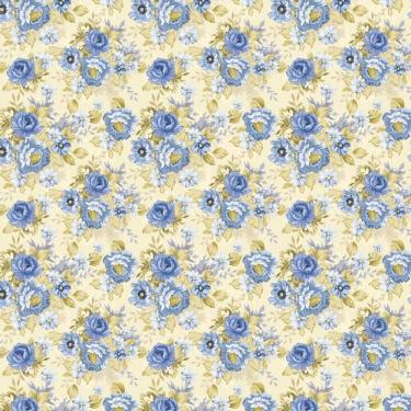 Imagem de Papel Parede Floral Flores Azul E Amarelo Quarto Casal Sala