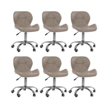 Imagem de Kit 6 Cadeiras Office Eiffel Slim Ajustável Oficial Bege - Oficial Web