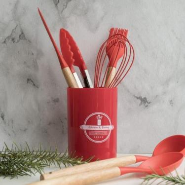 Imagem de Jogo de Cozinha Kit Com 7 Peças de Silicone Utensílios e Copo Suporte 