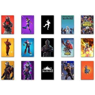 Imagem de Kit 15 Placas Decorativas Fortnite 15 Peças Em Mdf 30X20Cm