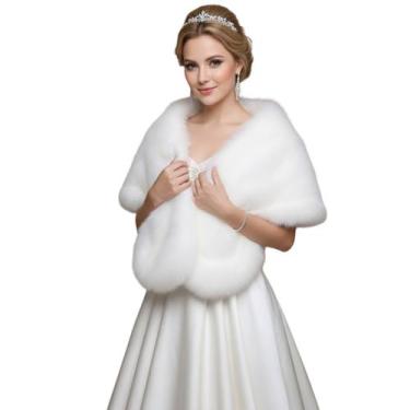 Imagem de Estola Xale Vestido Echarpe Branco Feminino Noiva Elegante - - anjo da