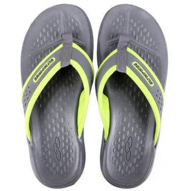 Imagem de Chinelo Olympikus 921 Tradicional Masculino - Cinza e Verde, 37/38