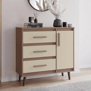 Imagem de Armário Cômoda Sapateira Retro 1 Porta Savana Off White