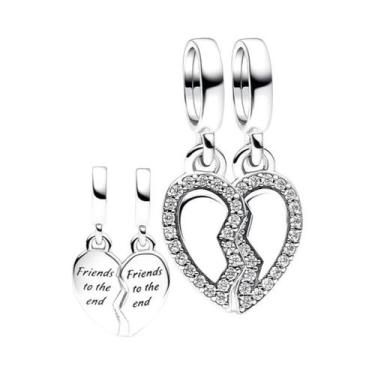 Imagem de Pingente De Coração E Flor Com Diamantes Brilhantes Para Mulheres, Con