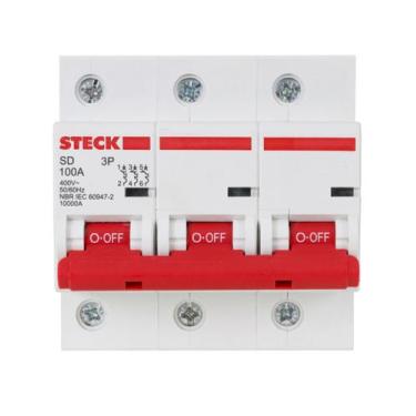 Imagem de Disjuntor Tripolar 100 Amperes Curva C 10kA Steck
