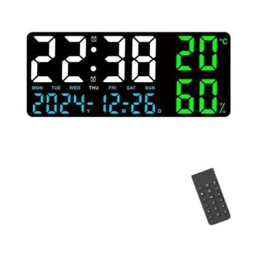 Imagem de Relógio De Parede Digital LED Grande Com Controle Remoto, Alarme, Exib