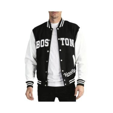 Imagem de Jaqueta De Beisebol Masculina Oversized Boston Varsity Estampada 2 Cor