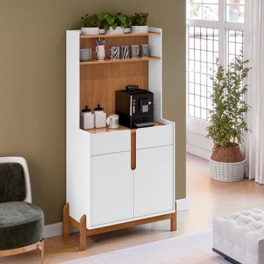 Imagem de Aparador Cantinho Café Lizz Branco/Cedro - Casa D Móveis