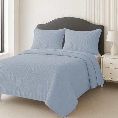 Imagem de Kit CobreLeito Colcha Queen 3 Peças Micro Percal 200 Fios Arcos Dupla 