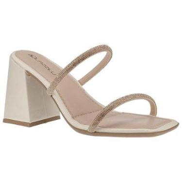 Imagem de Sandália Feminina Salto Bloco Grosso Tamanco Brilho Strass-Feminino