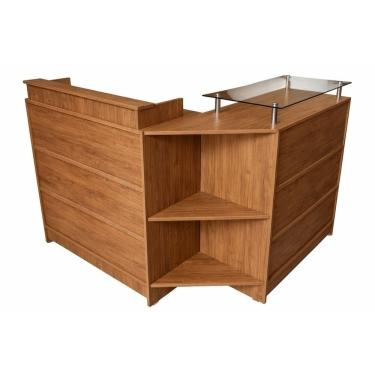 Imagem de Balcão Caixa E Recepção 100% Mdf Lojas E Comércios Amadeirado - Suprema Móveis