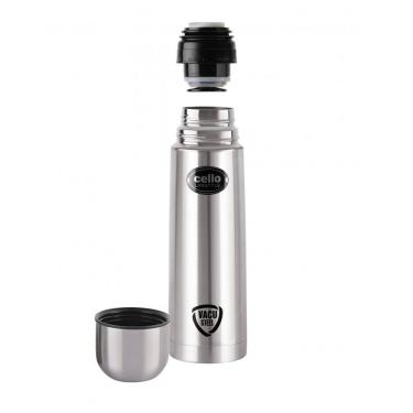 Imagem de Garrafa Térmica para Água 500mL em Aço Inoxidável de Parede Dupla com Bolsa Térmica, Cello, Prata