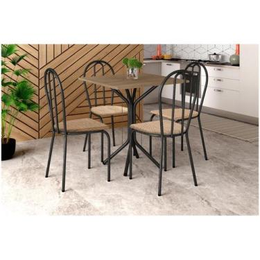 Imagem de Mesa de Jantar 4 Cadeiras Quadrada Preta - Artefamol America Thais, Pr