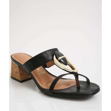 Imagem de Tamanco Feminino Salto Grosso Tiras Vizzano-11190, 38, Preto