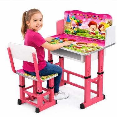 Imagem de Mesa infantil ajustavel mesinha cadeira regulavel estudos bancada dida