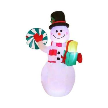 Imagem de Boneco De Neve Inflável De Natal De 1,8m Com Luzes LED Para Decoração 