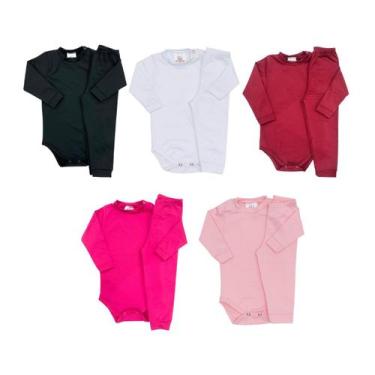 Imagem de Kit 5 Conjuntos Body e Calça Térmico Peluciado bebê - G - Fofotinhos, 