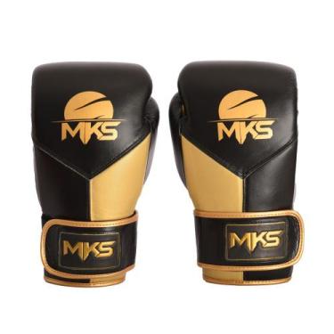 Imagem de Luva de Boxe MKS Shield em Couro -, Preto, Dourado, 10oz
