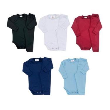 Imagem de Kit 5 Conjuntos Body e Calça Térmico Peluciado bebê - M - Fofotinhos, 