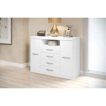 Imagem de Cômoda Havana Master 4 Gavetas em MDF Fosco com Puxadores Simples Branco Havana