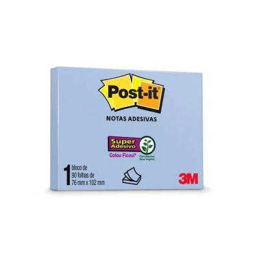 Imagem de Bloco Adesivo Azul Post-it 76x102 com 90 Folhas Autoadesivas Reposicionáveis para Anota...