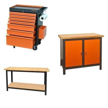 Imagem de Conjunto Bancada para Ferramentas 150cm Carro de Ferramentas Profissio