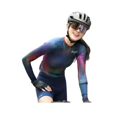 Imagem de Camisa De Ciclismo Feminina Slim Fit De Manga Longa, Respirável, Secag