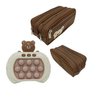 Imagem de Kit Popit Eletronico Game Treina Memória e Estojo Escolar Urso - Coutr