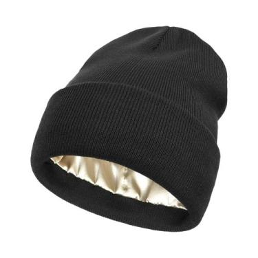 Imagem de Gorro Unissex De Inverno Com Forro De Cetim, Touca Quente De Seda Com 