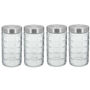 Imagem de KIT 4 POTES MANTIMENTOS HOME&CO COM TAMPA VIDRO 1,5 LITROS 22x11x11