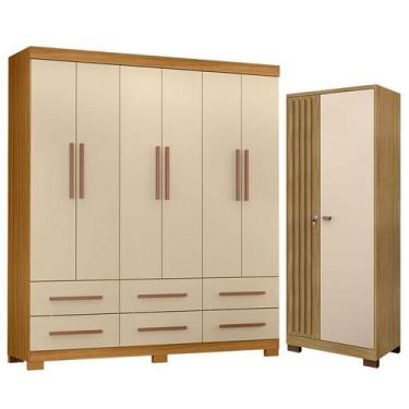 Imagem de Guarda Roupa Casal New Kansas e Armário Multiuso Versatile Carvalho Am