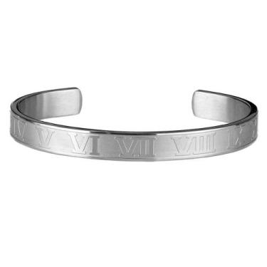 Imagem de Bracelete pulseira aço prata masculina ajustável/ Presente para homem/