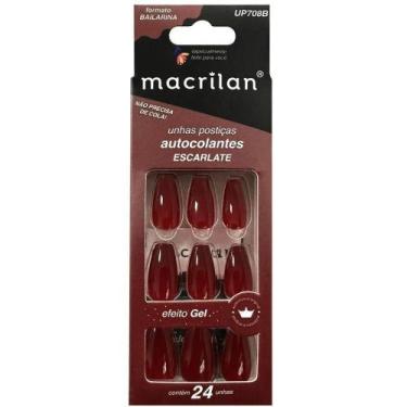Imagem de Unhas postiças bailarina colantes 24 un. macrilan, ESCARLATE