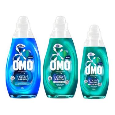 Imagem de Kit Lava Roupas Líquido Ciclo Rápido - OMO Ação Total e Antiodor