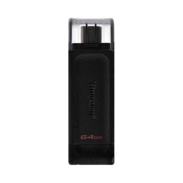 Imagem de Pen Drive Kingston DT70 com Conector Type-C 3.2 Velocidade de Transferência Rápida Preto 64GB