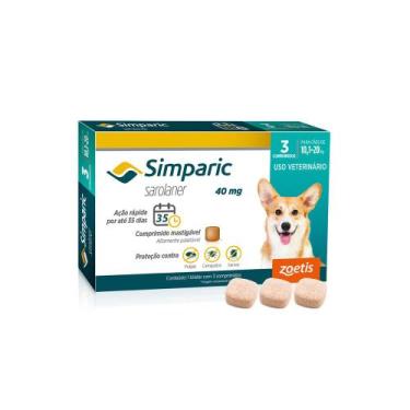 Imagem de Antipulga Simparic pra Cães com 10,1 kg a 20kg 3 Comprimido - Zoetis