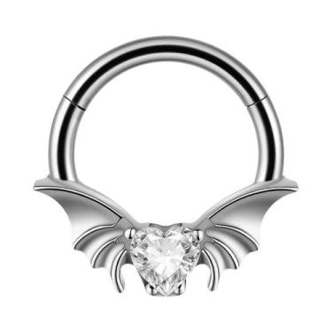 Imagem de Argola De Septo Articulada Em Titânio Prata E Ouro Com Zircônia Em For