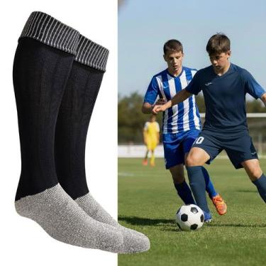 Imagem de Meião Futebol Juvenil 33 ao 37 Azul Marinho Cano Alto Esporte Solado A