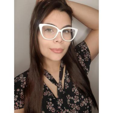 Imagem de Armação Óculos de Grau Feminina Gatinho Kissa Branca-Feminino