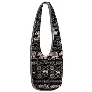 Imagem de Bolsa tiracolo hippie tailandesa com zíper Hobo Bolsa tiracolo feita à mão, Queen-026-217, One Size, Exclusivo