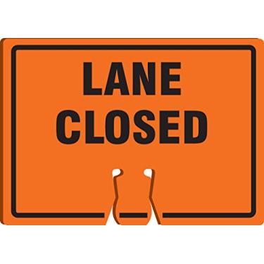 Imagem de Accuform Placa superior de cone de trânsito NMC "Lane Closed", combine com cones laranja para criar uma placa de aviso, placa de cone de plástico de 25 x 35 cm, feita nos EUA, FBC730