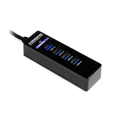 Imagem de Kingwin Hub USB 3.0 de 4 portas com LED para MacBook, Mac Pro/Mini, iMac, Chromebook, Surface Pro, USB Flash Drives, Mobile SSD, Notebook PC, XP e mais, preto (KW-HUB-4U3)