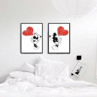 Imagem de Kit 2 Quadros Decorativos Casal Mickey e Minnie