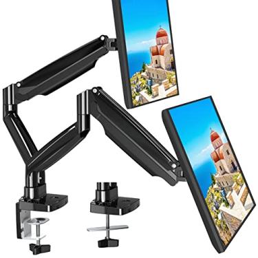 Imagem de MOUNT PRO O suporte de mesa para monitor duplo serve para tela de computador ultra larga de 56 a 99 cm, comporta até 14 kg cada, braço longo totalmente ajustável para dois monitores, suporte para